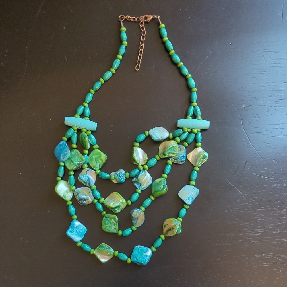 Turquoise and Green Beaded Necklace